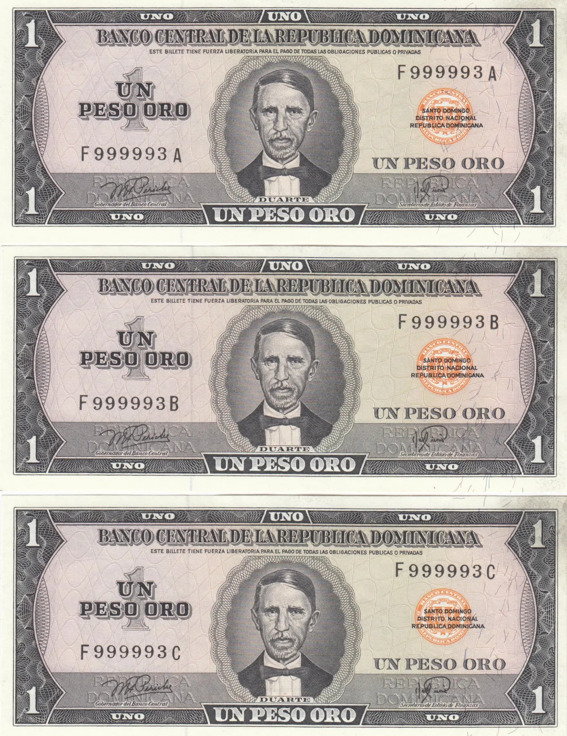 1 peso oro 1976 (6 pcs) from Dominican Republic, P-108 (1976) — image 1