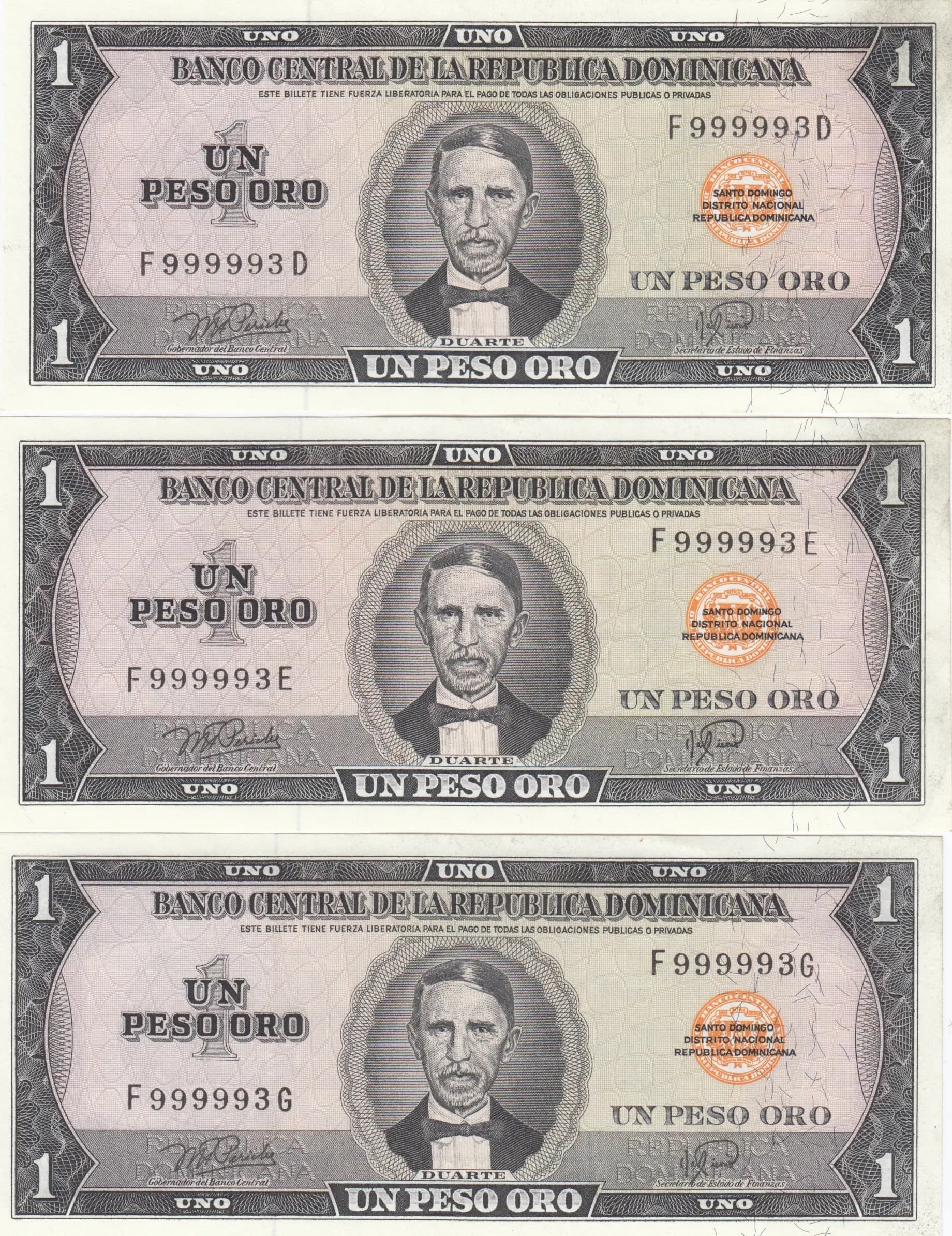 1 peso oro 1976 (6 pcs) from Dominican Republic, P-108 (1976) — image 2