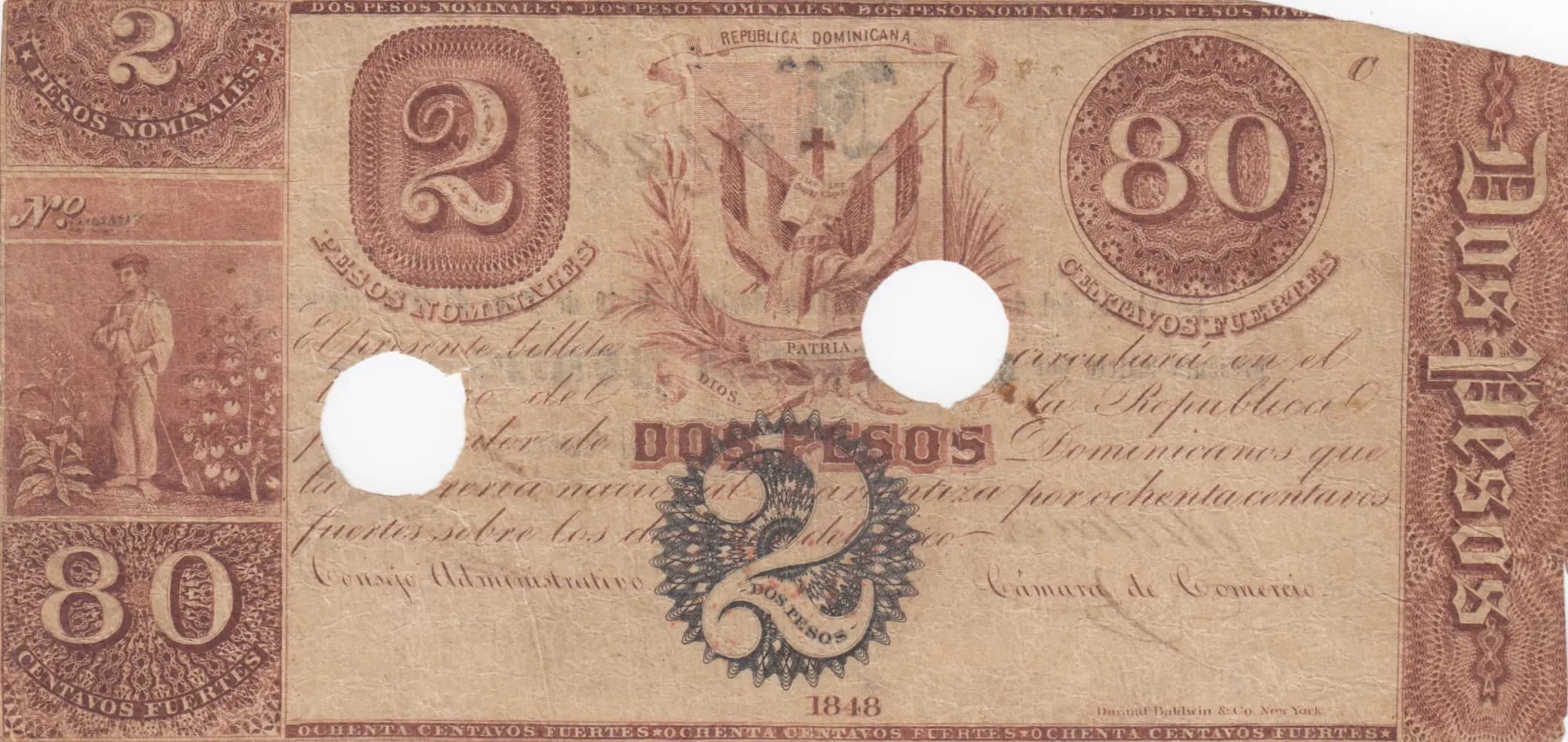 40 pesos 1848 from Dominican Republic, P-7 (1848) — image 1