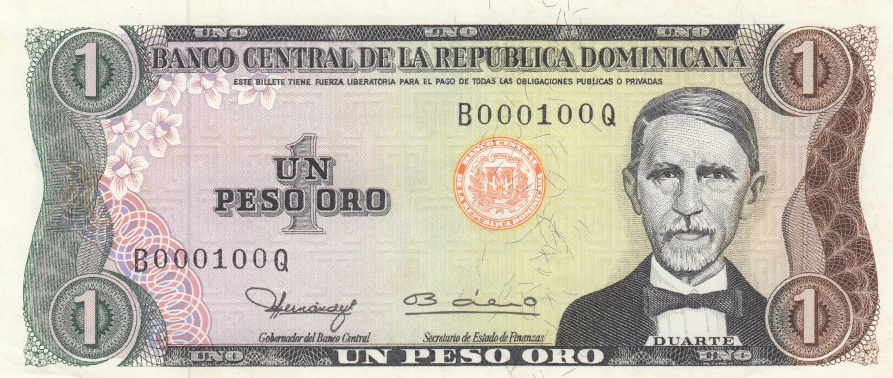 1 peso oro 1980 from Dominican Republic, P-117a