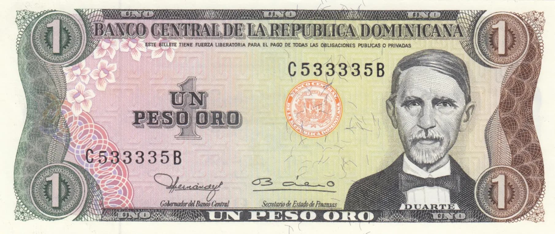 1 peso oro 1980 radar  from Dominican Republic, P-117a (1980) — image 1