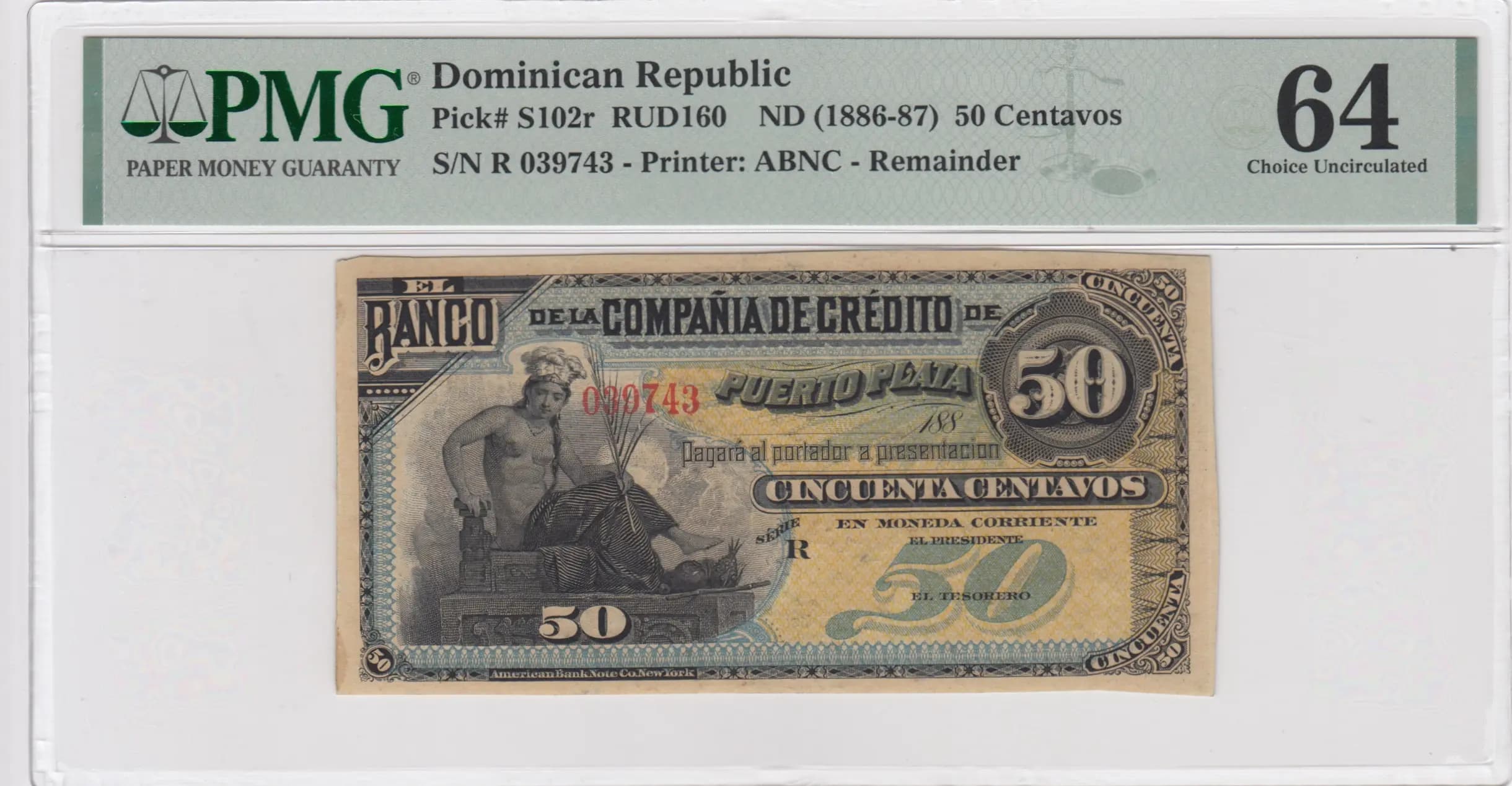 50 centavos 1886 from Dominican Republic, P-S102r