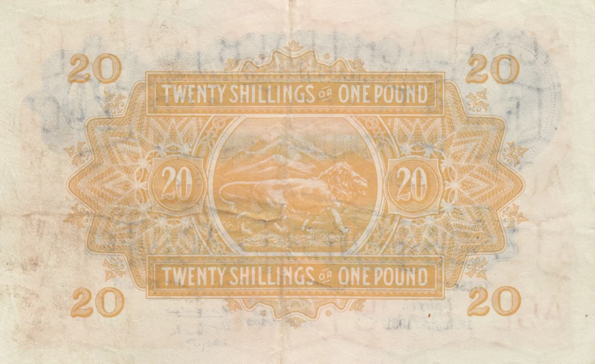 20 shillings 1952 from East Africa, P-30b (1952) — image 2
