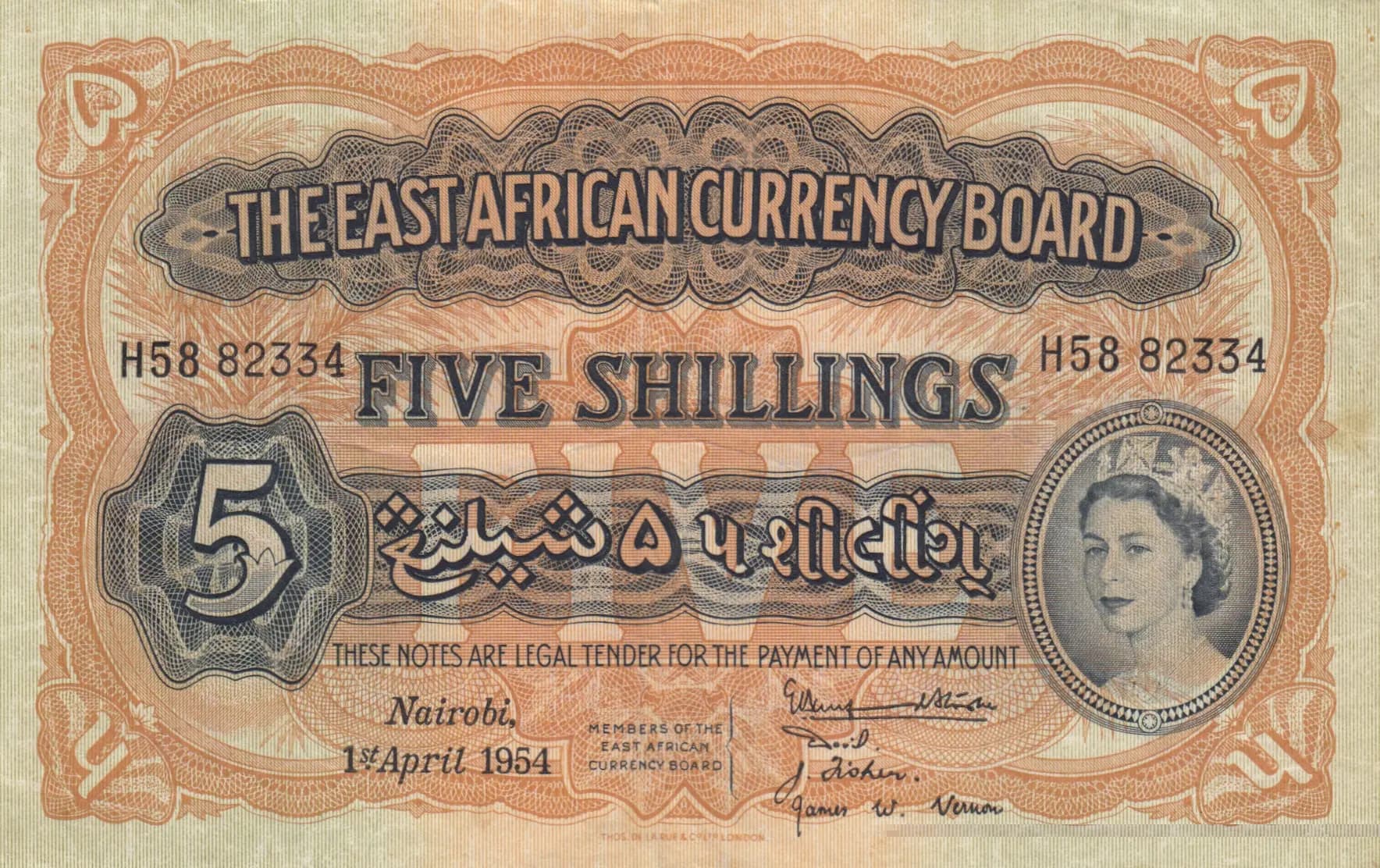 5 shillings 1954 from East Africa, P-33 (1954) — image 1