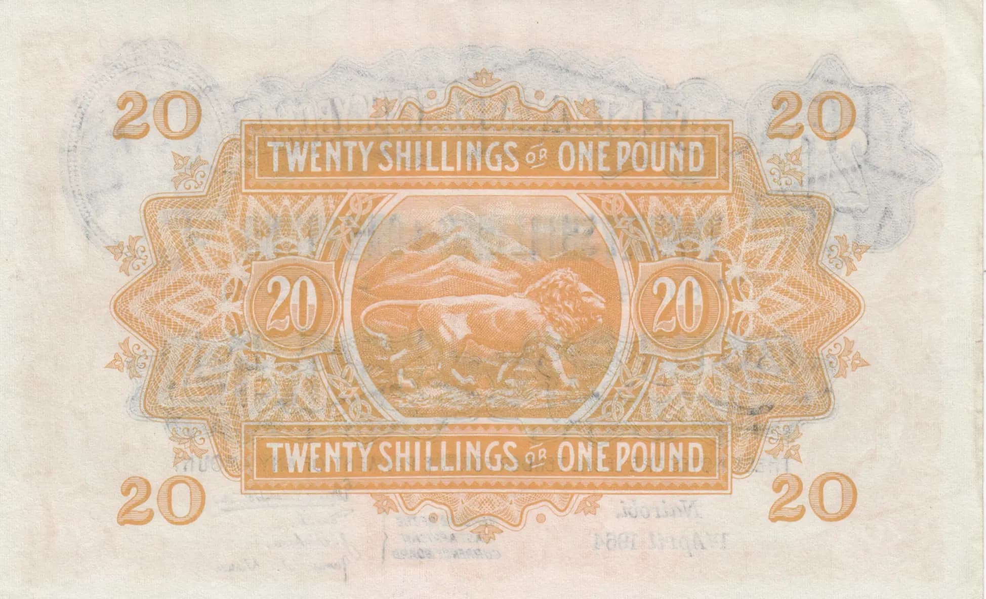 20 shillings 1954 from East Africa, P-35 (1954) — image 2