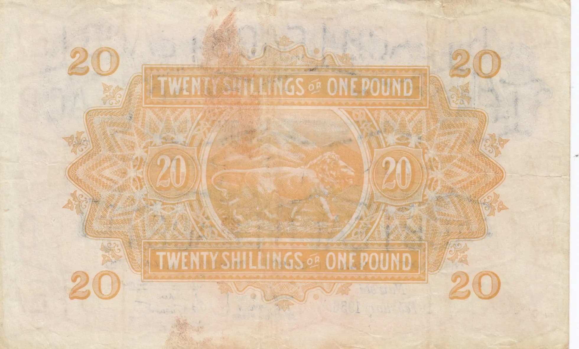 20 shillings 1956 from East Africa, P-35 (1956) — image 2