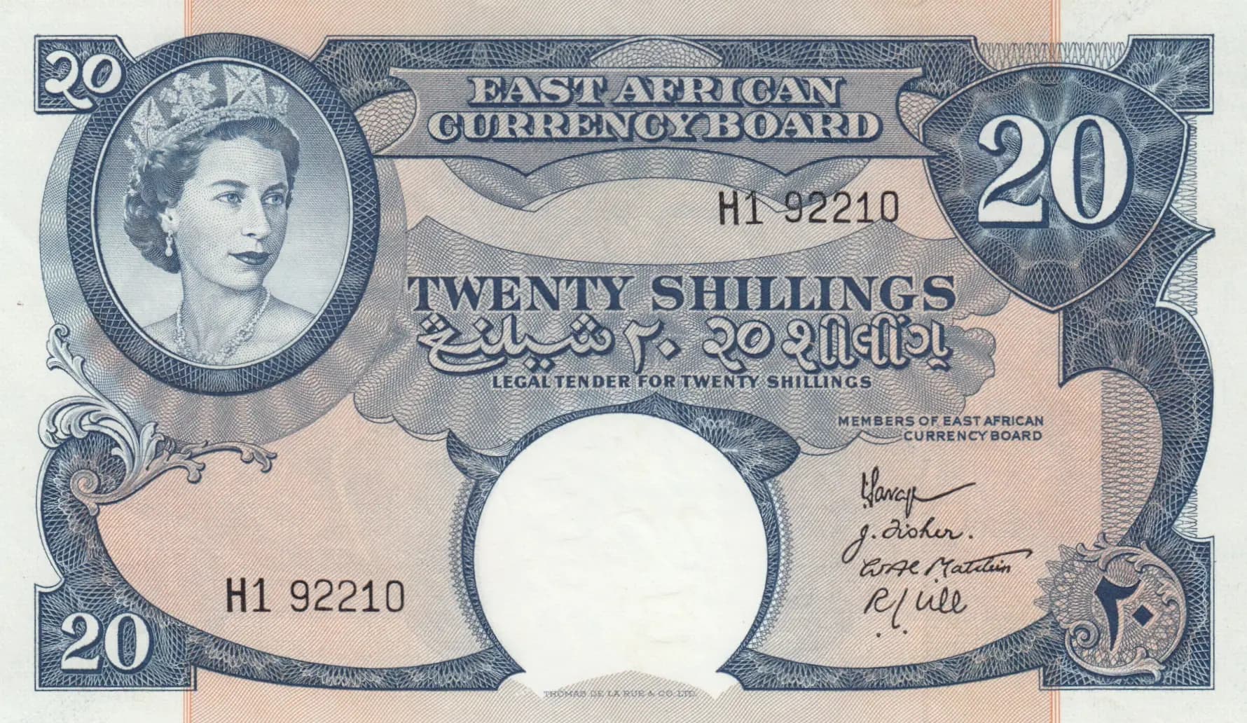 20 shillings 1958 from East Africa, P-39 (1958) — image 1