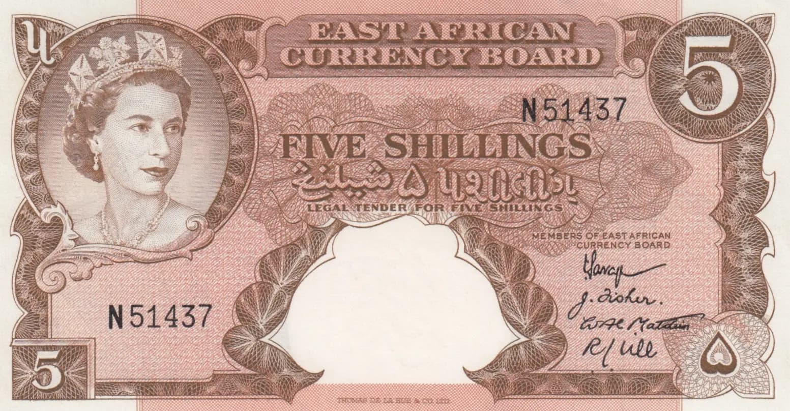 5 shillings 1958 from East Africa, P-37 (1958) — image 1