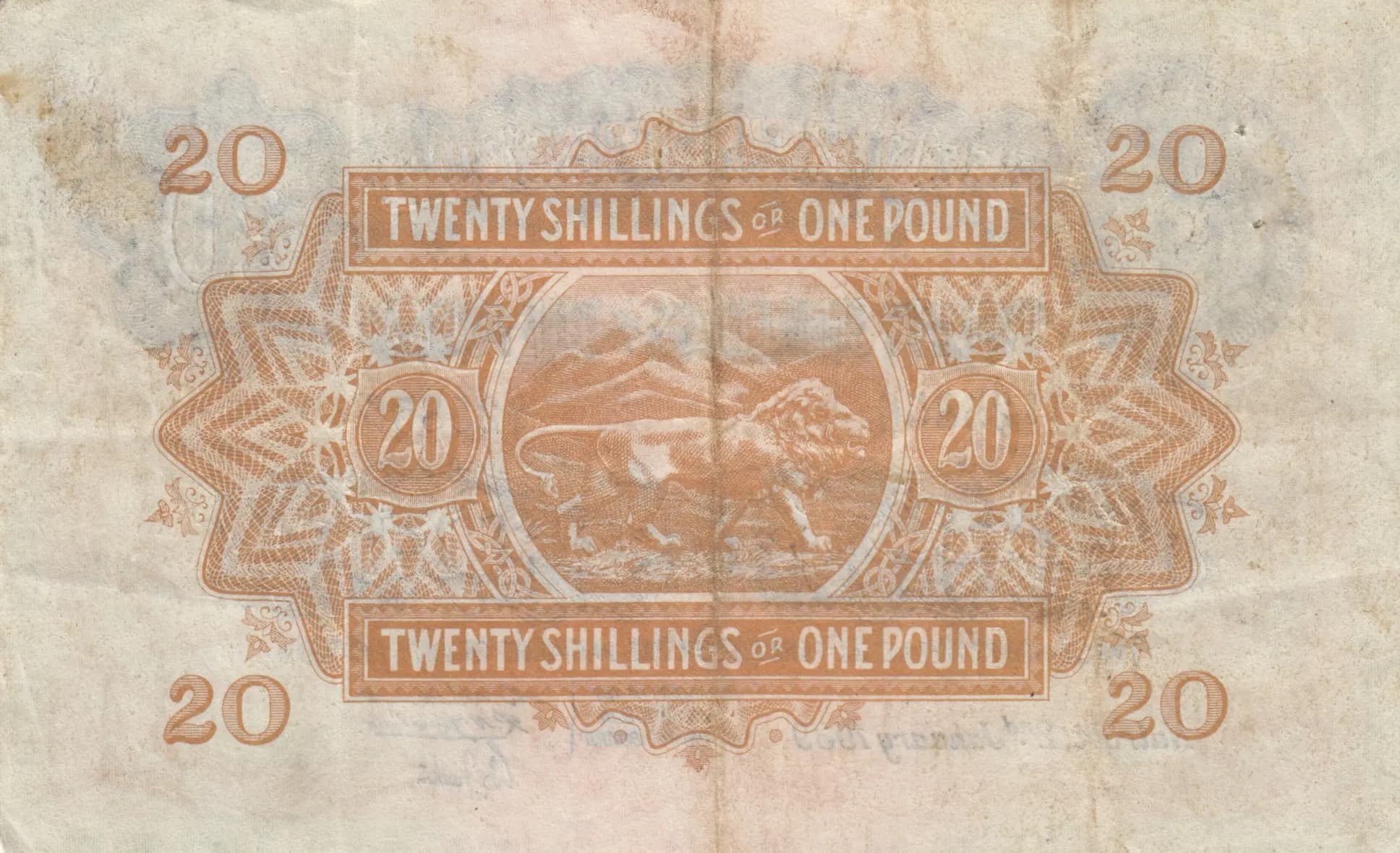 20 shillings 1939 from East Africa, P-30a (1939) — image 2