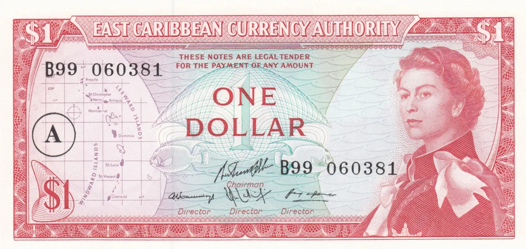 1 dollar 1965 from East Caribbean States, P-13h (1965) — image 1