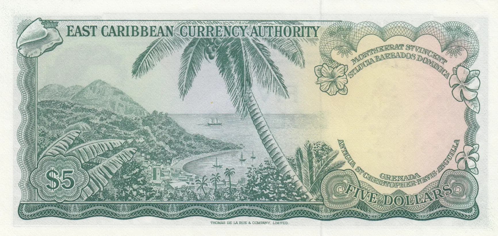 5 dollars 1965 from East Caribbean States, P-14d (1965) — image 2