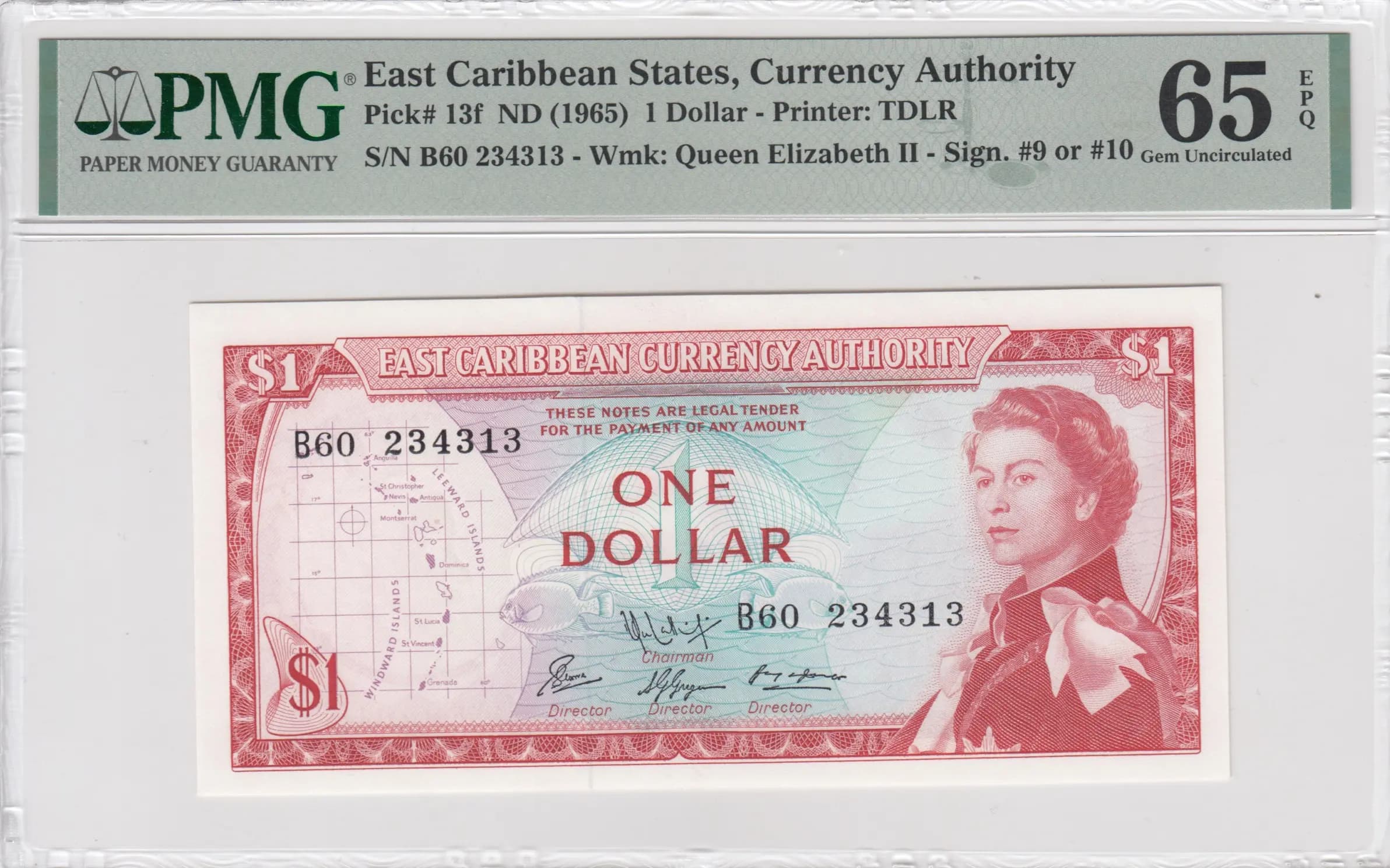 1 dollar 1965 from East Caribbean States, P-13f(1) (1965) — image 1