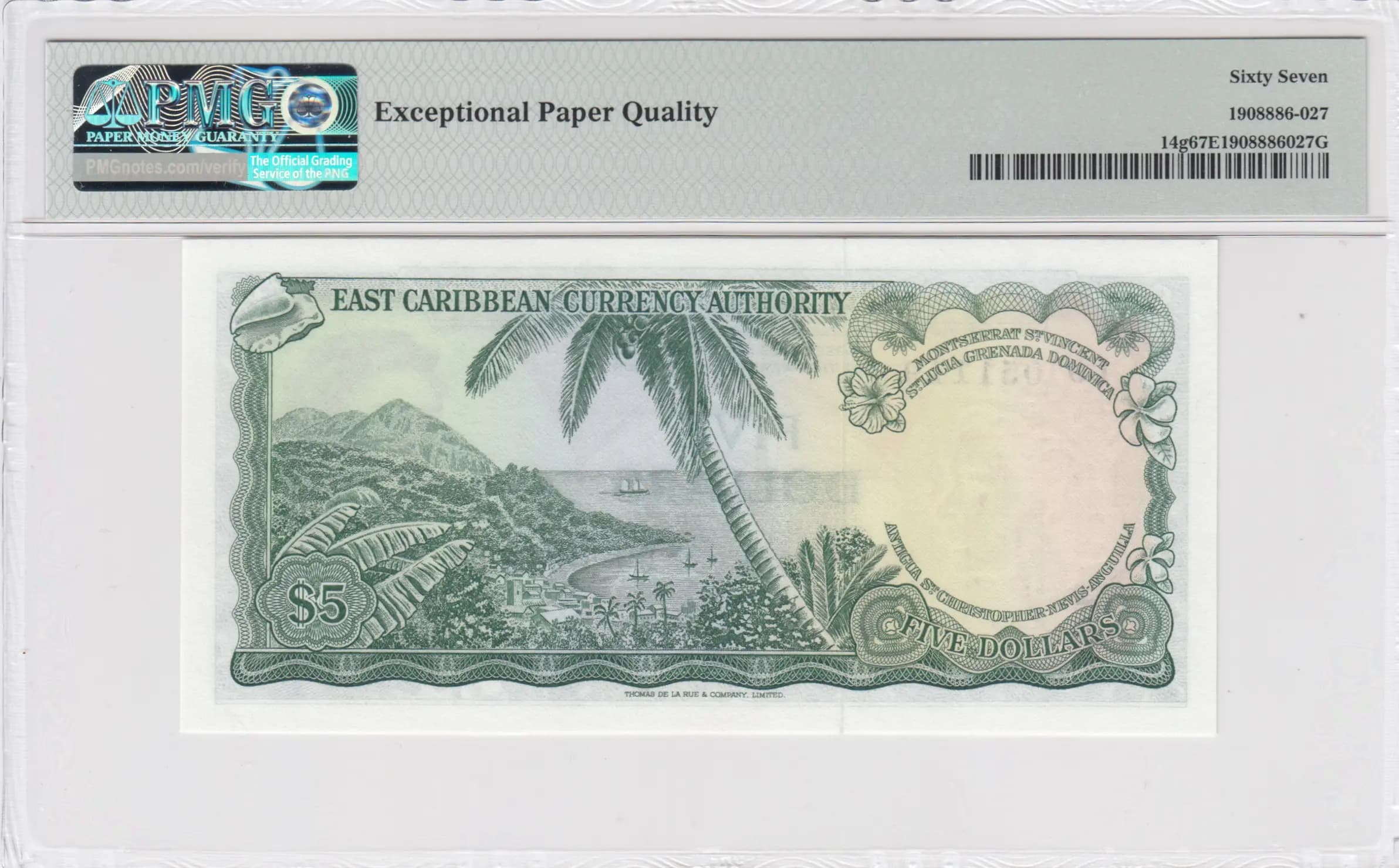 5 dollars 1965 from East Caribbean States, P-14g (1965) — image 2