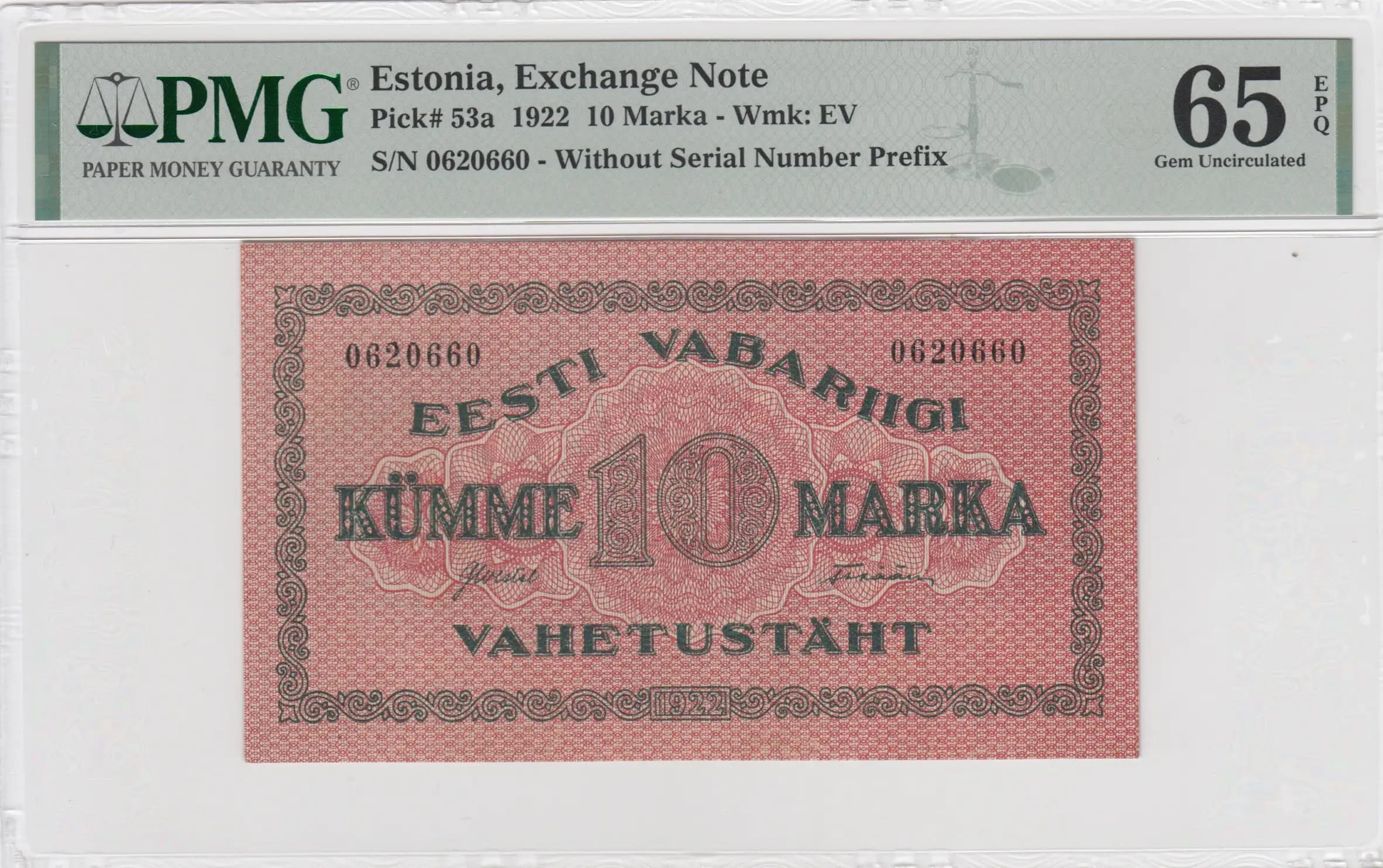 10 marka 1922 from Estonia, P-53a