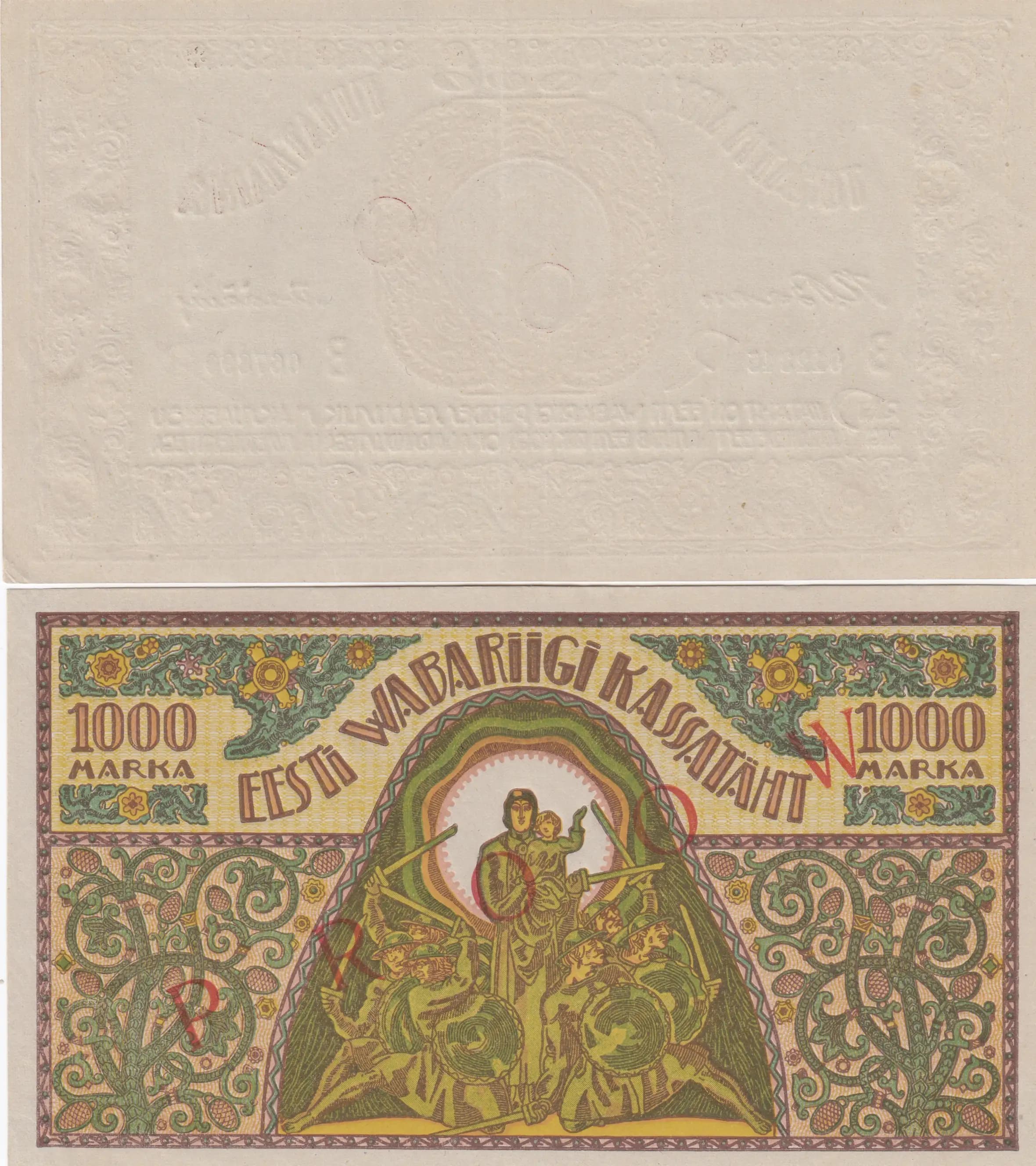 1000 mark 1921 specimen from Estonia, P-50cs (1921) — image 2