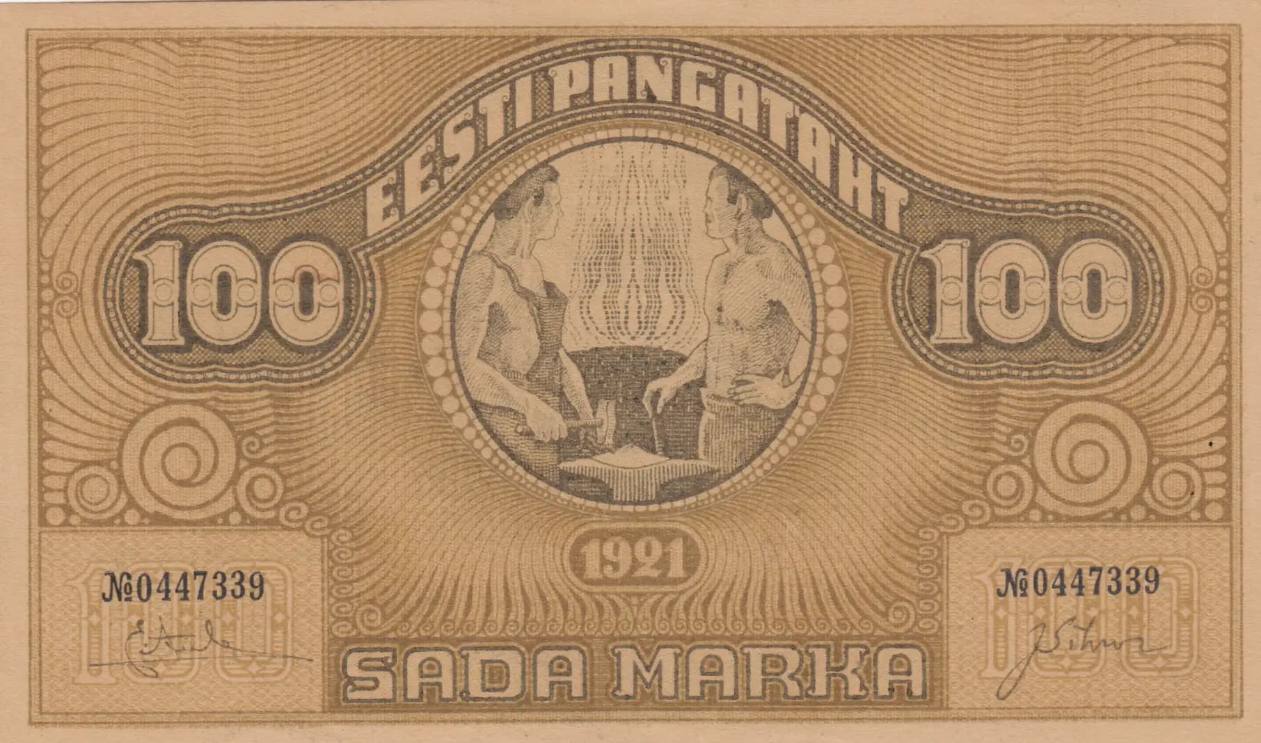 100 marka 1921 from Estonia, P-56a