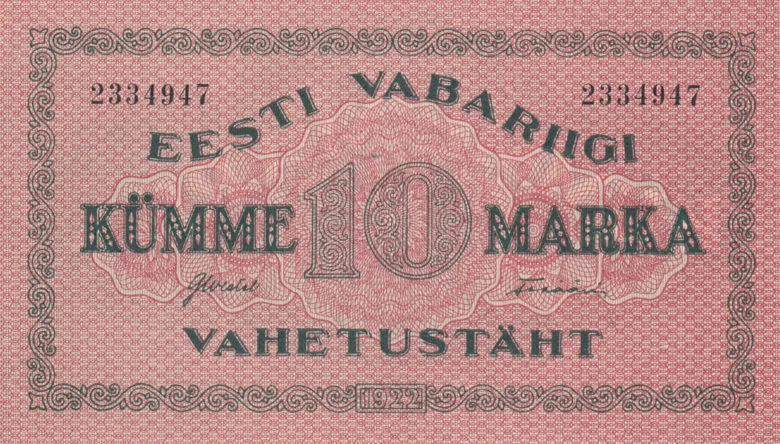 10 marka 1922 from Estonia, P-53a