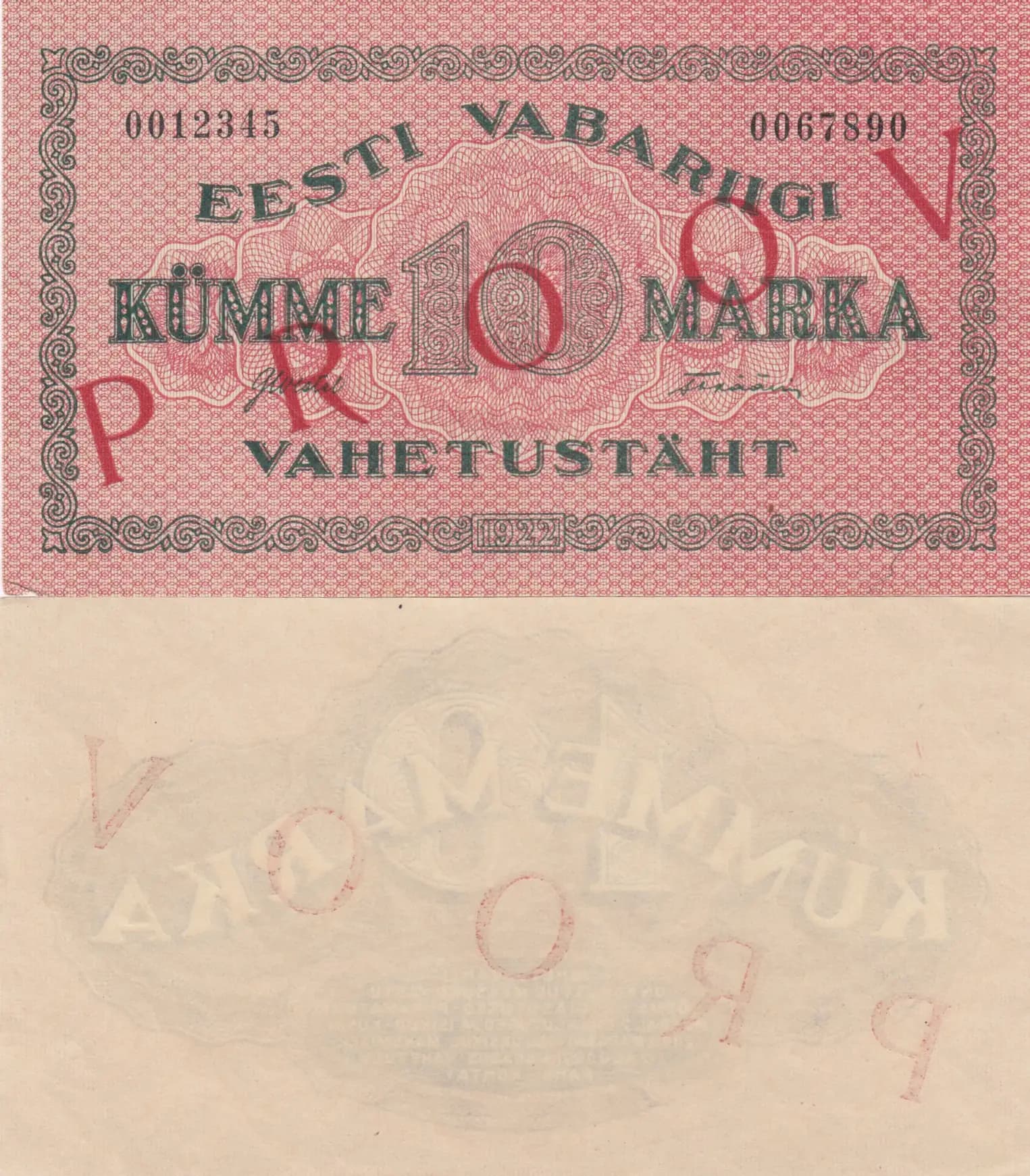 10 marka 1922 specimen from Estonia, P-53as (1922) — image 1