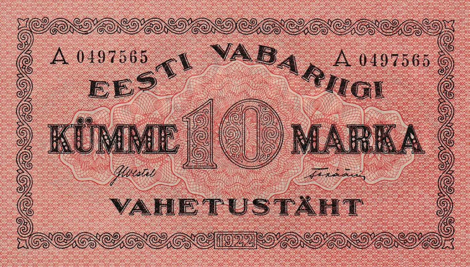 10 marka 1922 from Estonia, P-53b