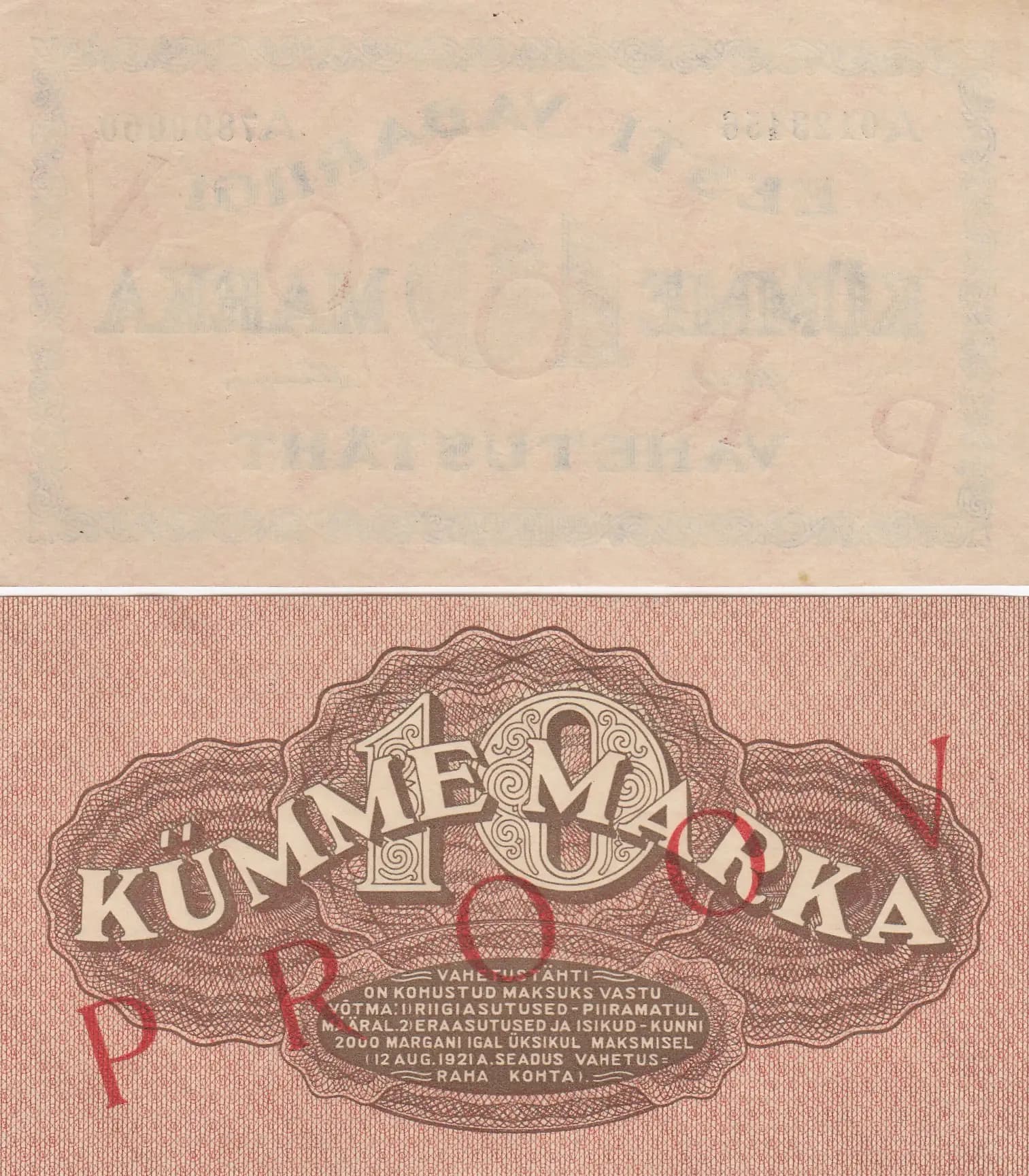 10 marka 1922 specimen from Estonia, P-53bs (1922) — image 2