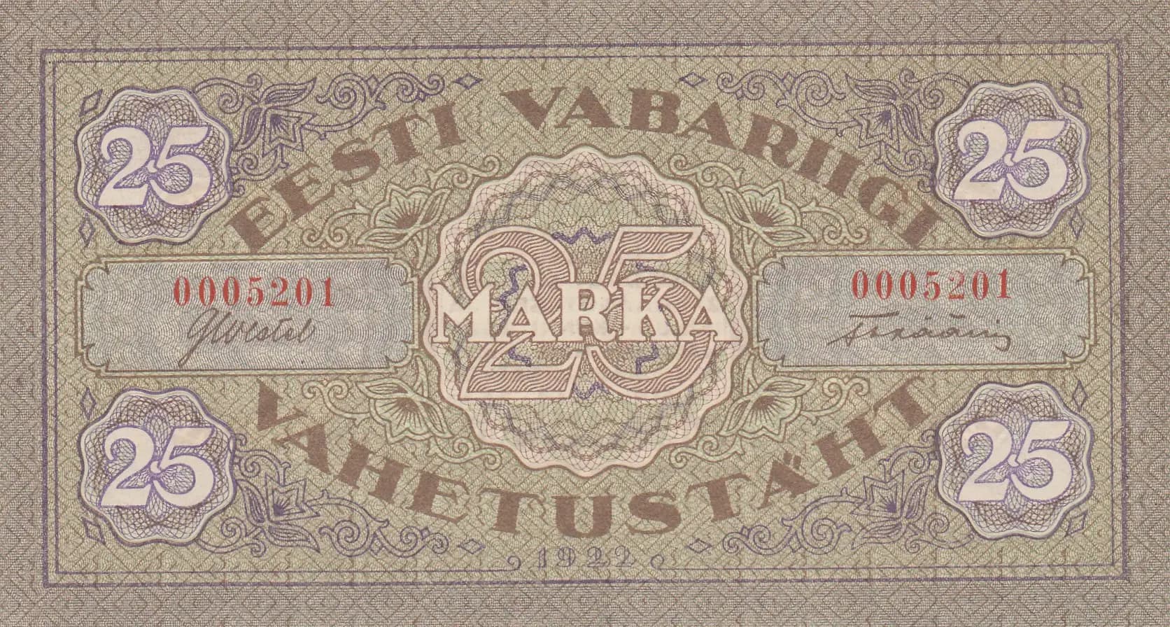 25 marka 1922 from Estonia, P-54a