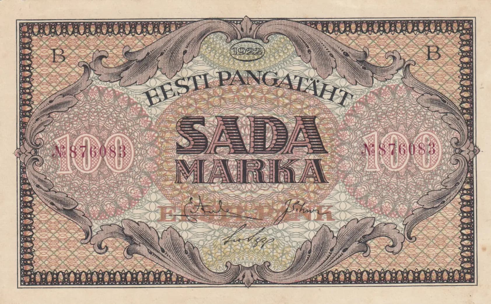 100 marka 1922 from Estonia, P-58