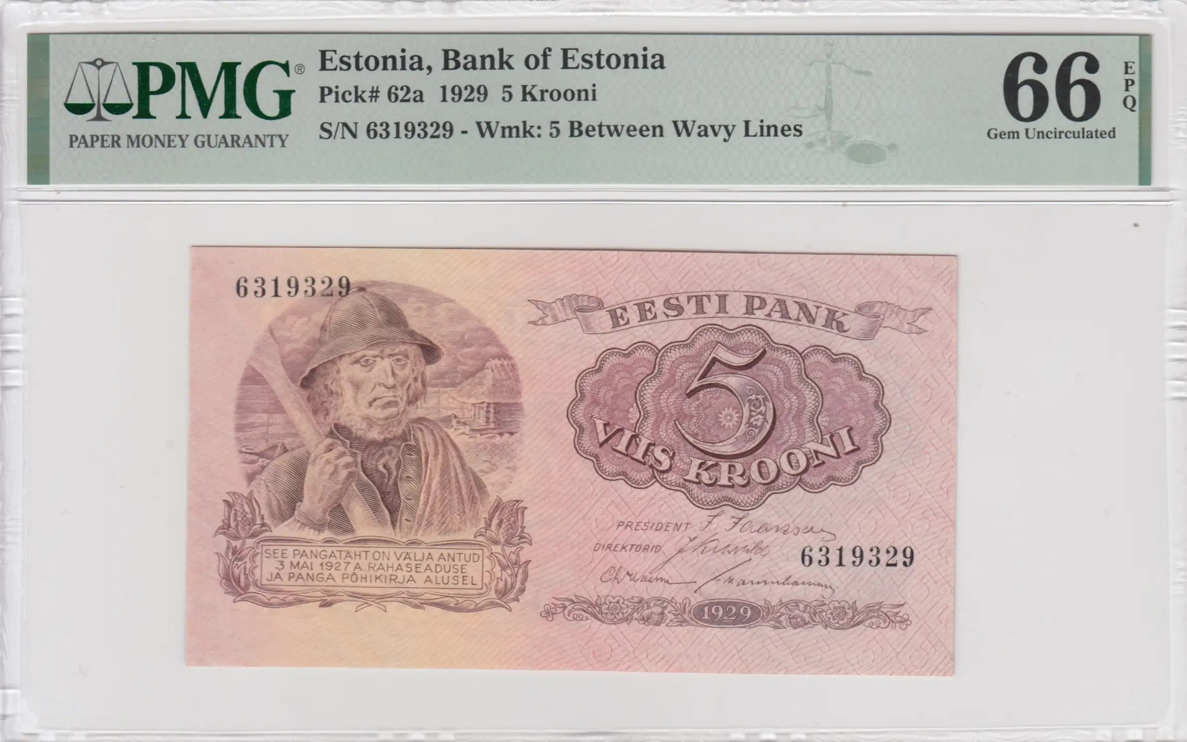 5 krooni 1929 from Estonia, P-62