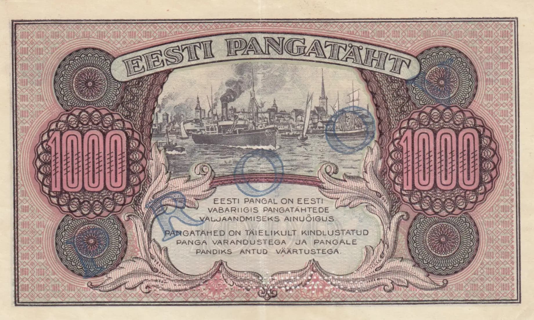 1000 marka 1922 specimen from Estonia, P-59as1 (1922) — image 2