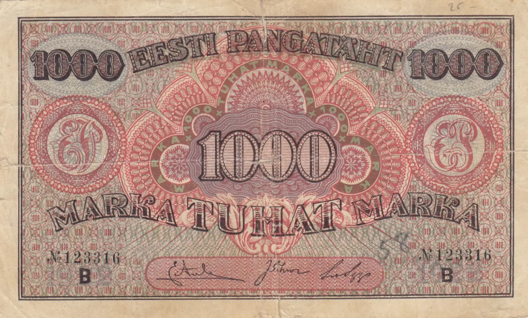 1000 marka 1922 from Estonia, P-59d (1922) — image 1