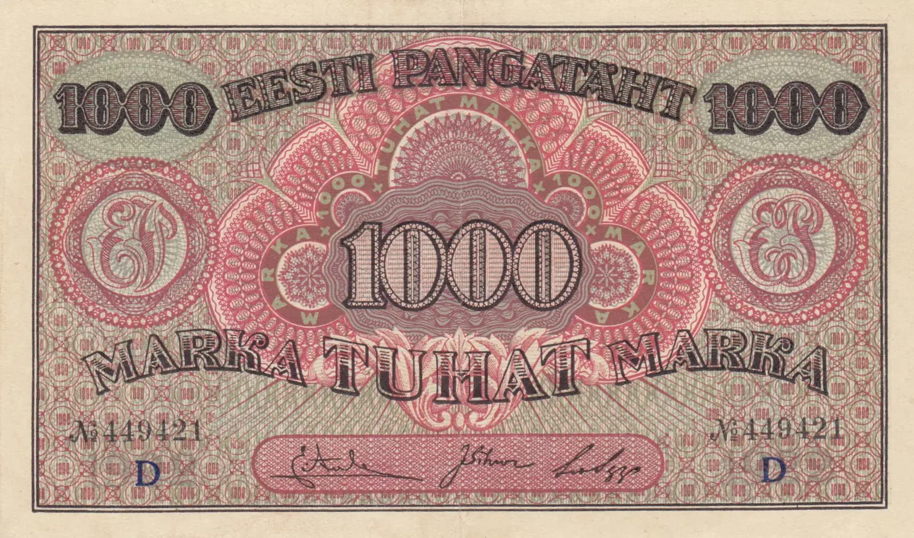 1000 marka 1922  from Estonia, P-59e (1922) — image 1