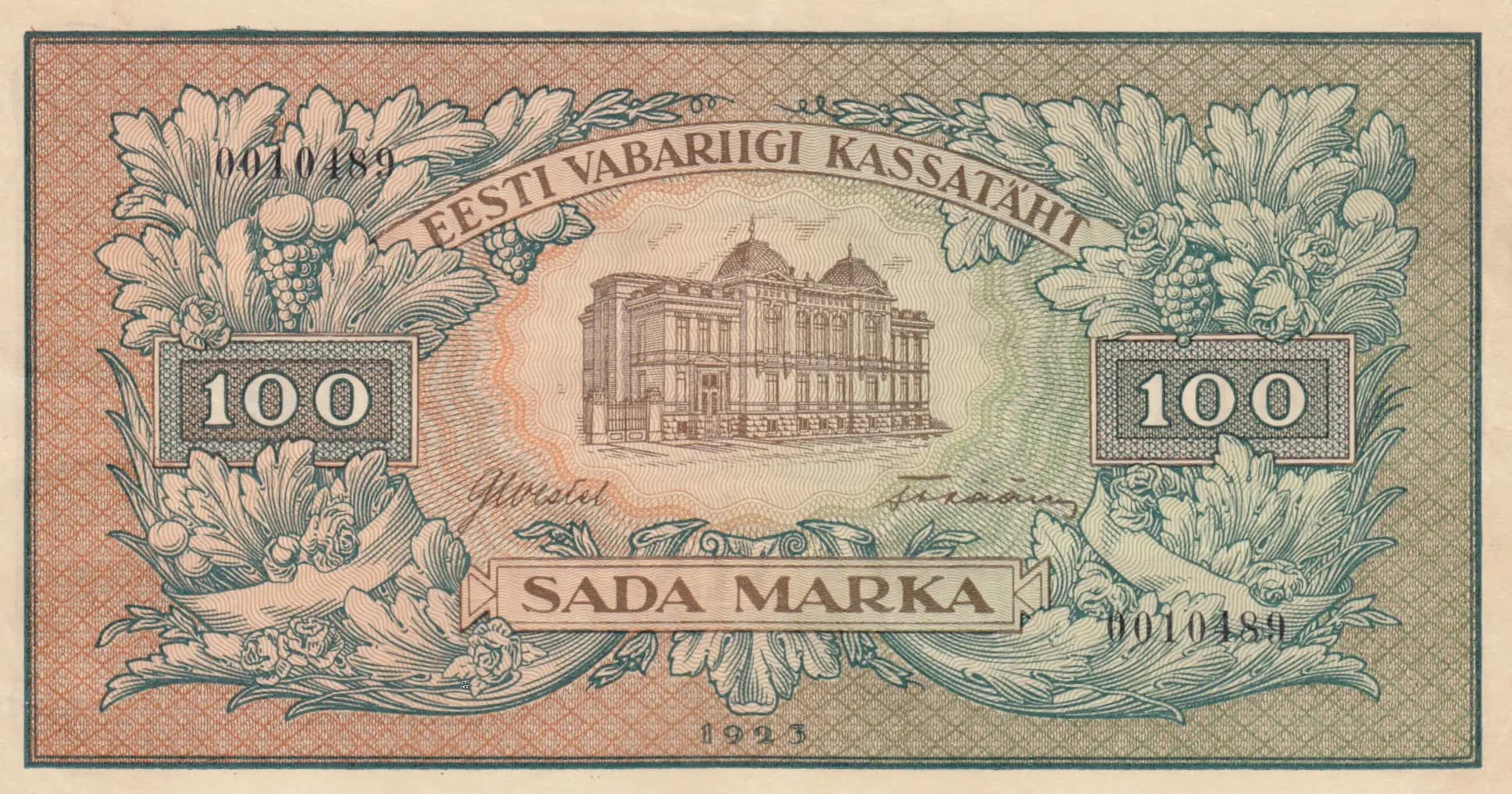 100 marka 1923 from Estonia, P-51a