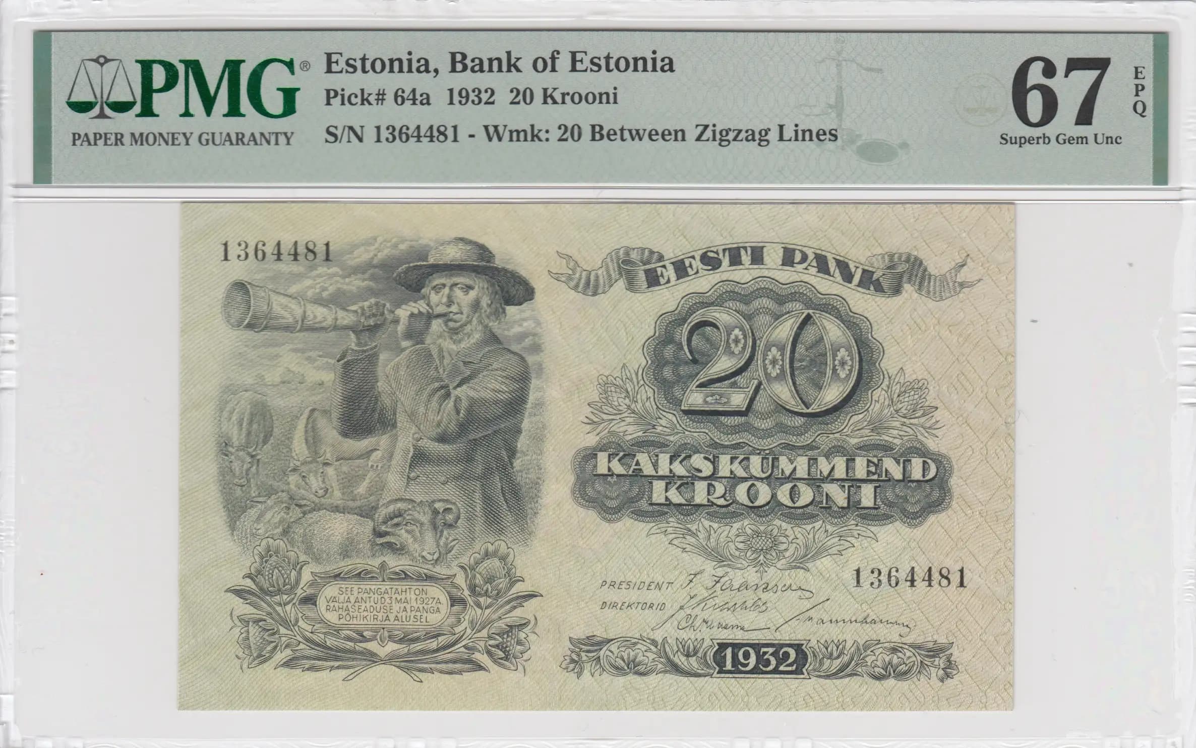 20 krooni 1932 from Estonia, P-64 (1932) — image 1