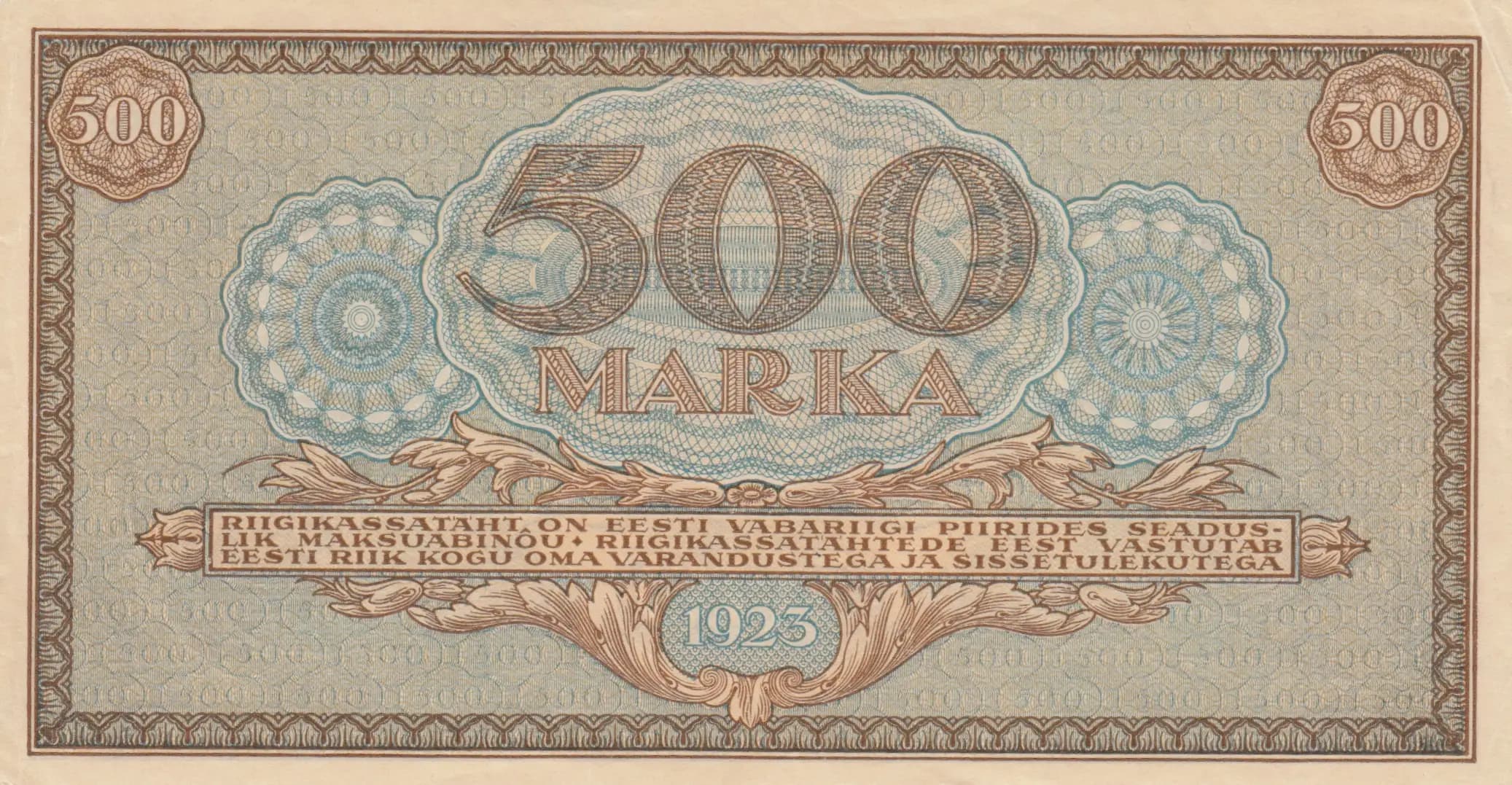 500 marka 1923 from Estonia, P-52 (1923) — image 2