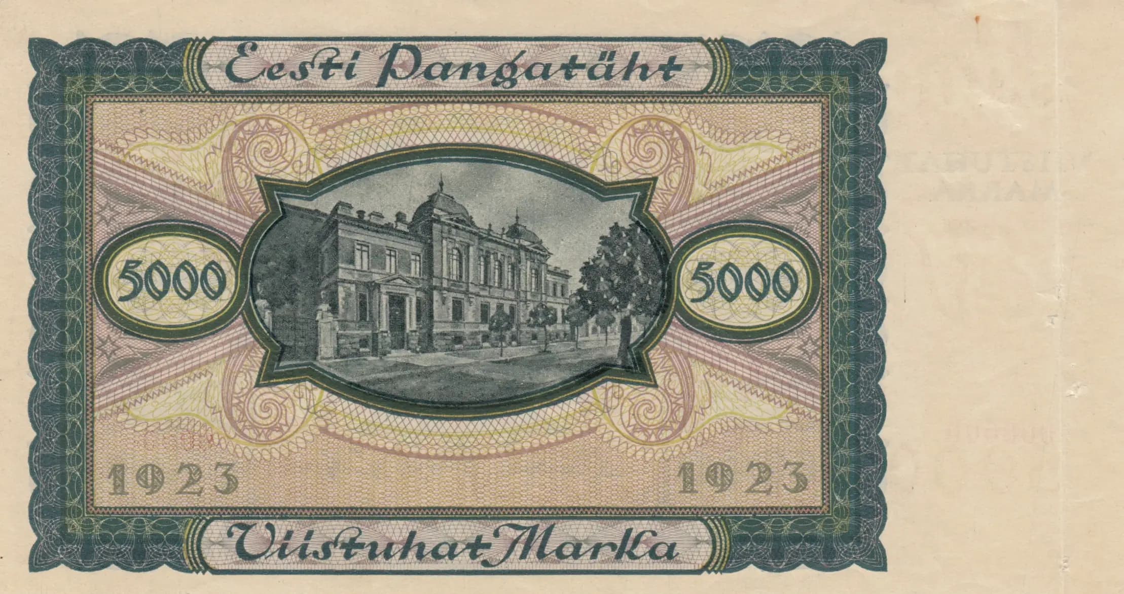 5000 marka 1923 specimen from Estonia, P-60s2 (1923) — image 2