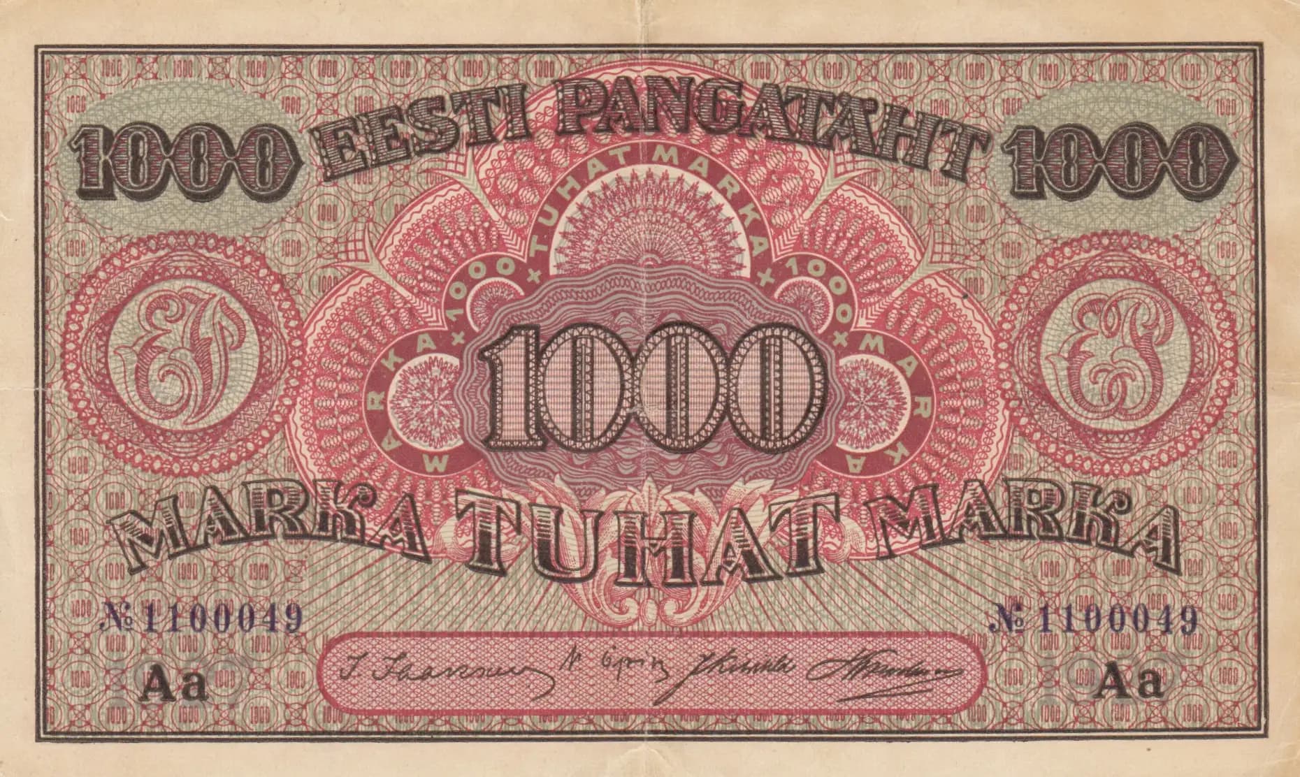 1000 marka 1927 from Estonia, P-59f (1927) — image 1