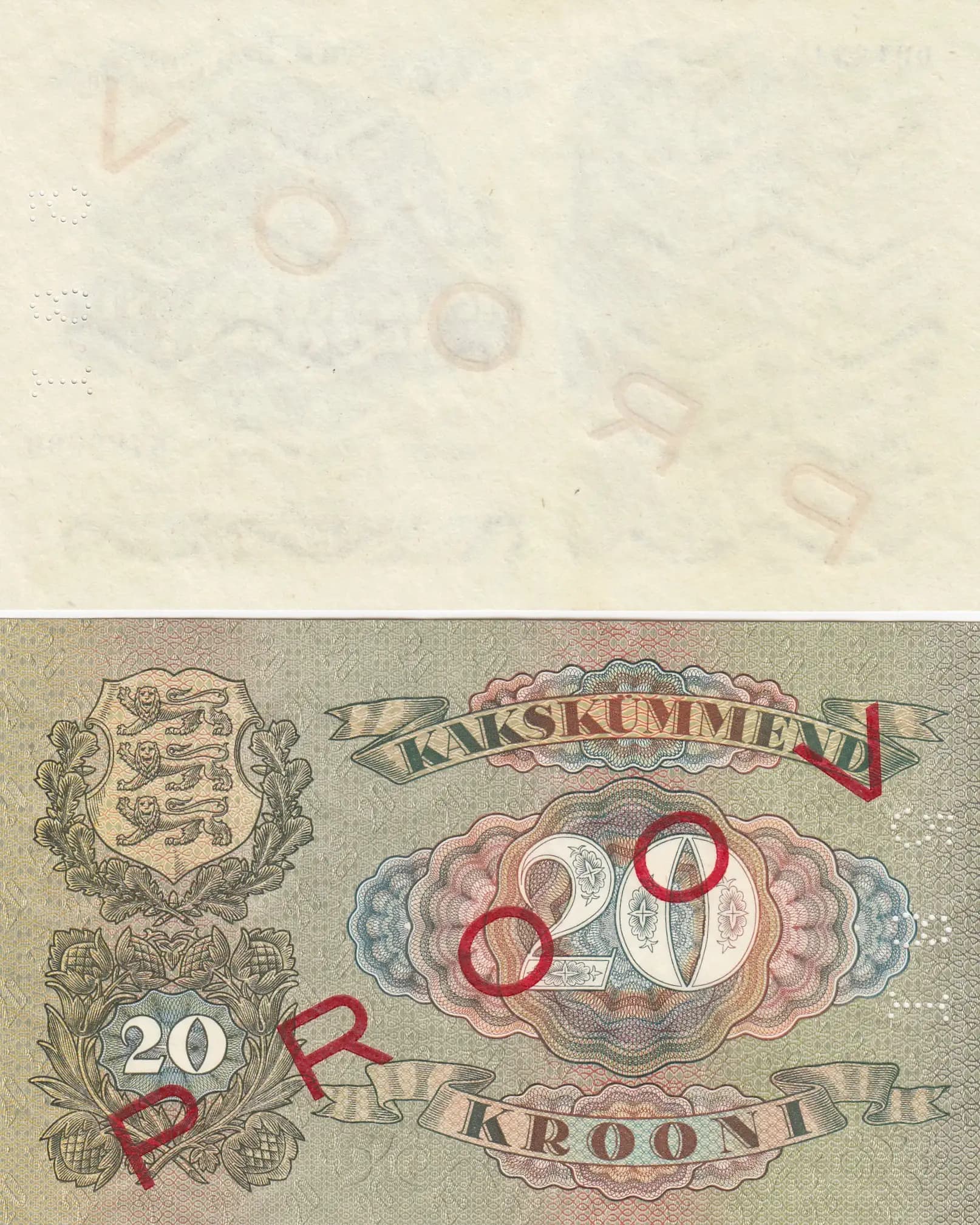 20 krooni 1932 specimen from Estonia, P-64s (1932) — image 2