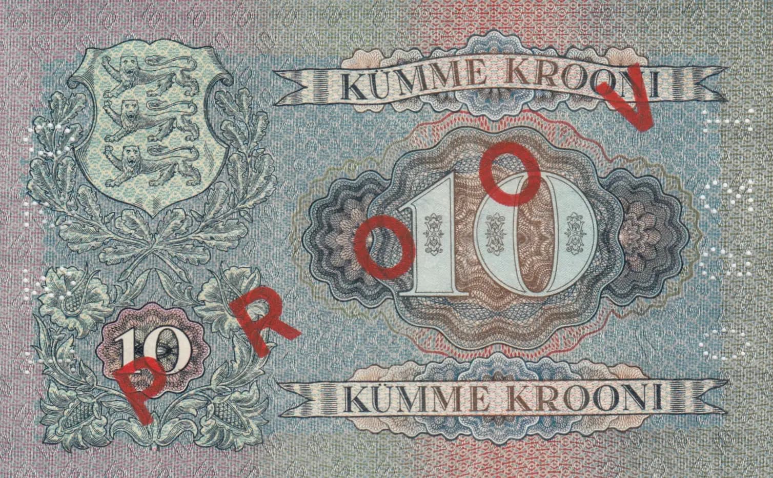 10 krooni 1937 specimen from Estonia, P-67s (1937) — image 2