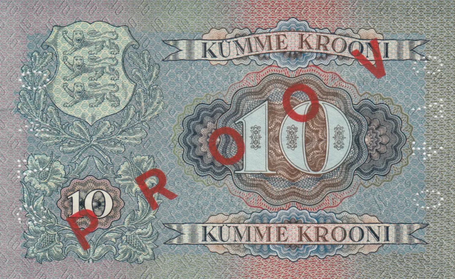 10 krooni 1937 specimen from Estonia, P-67s (1937) — image 2