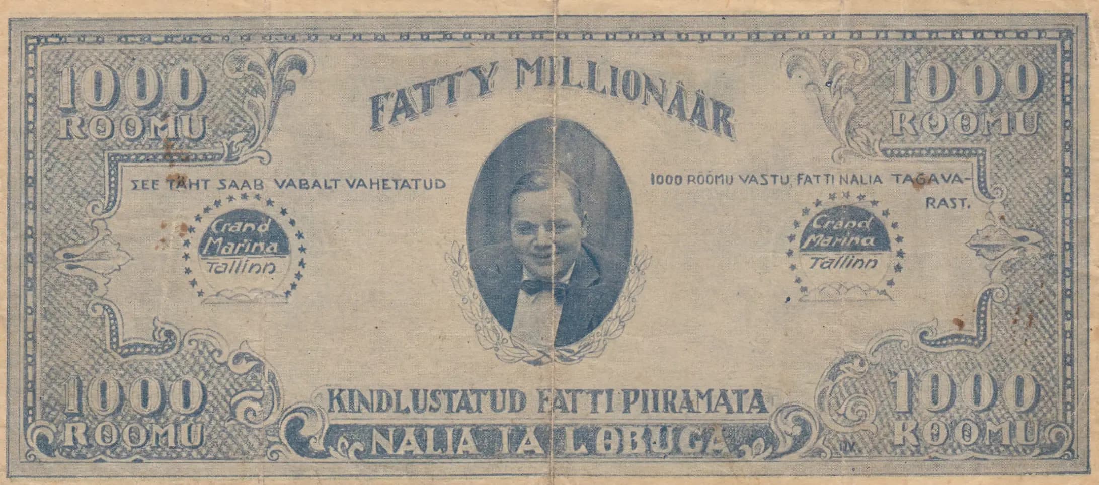Fatty millionere 1000 joys 1918 from Estonia, P-unlisted (1918) — image 1