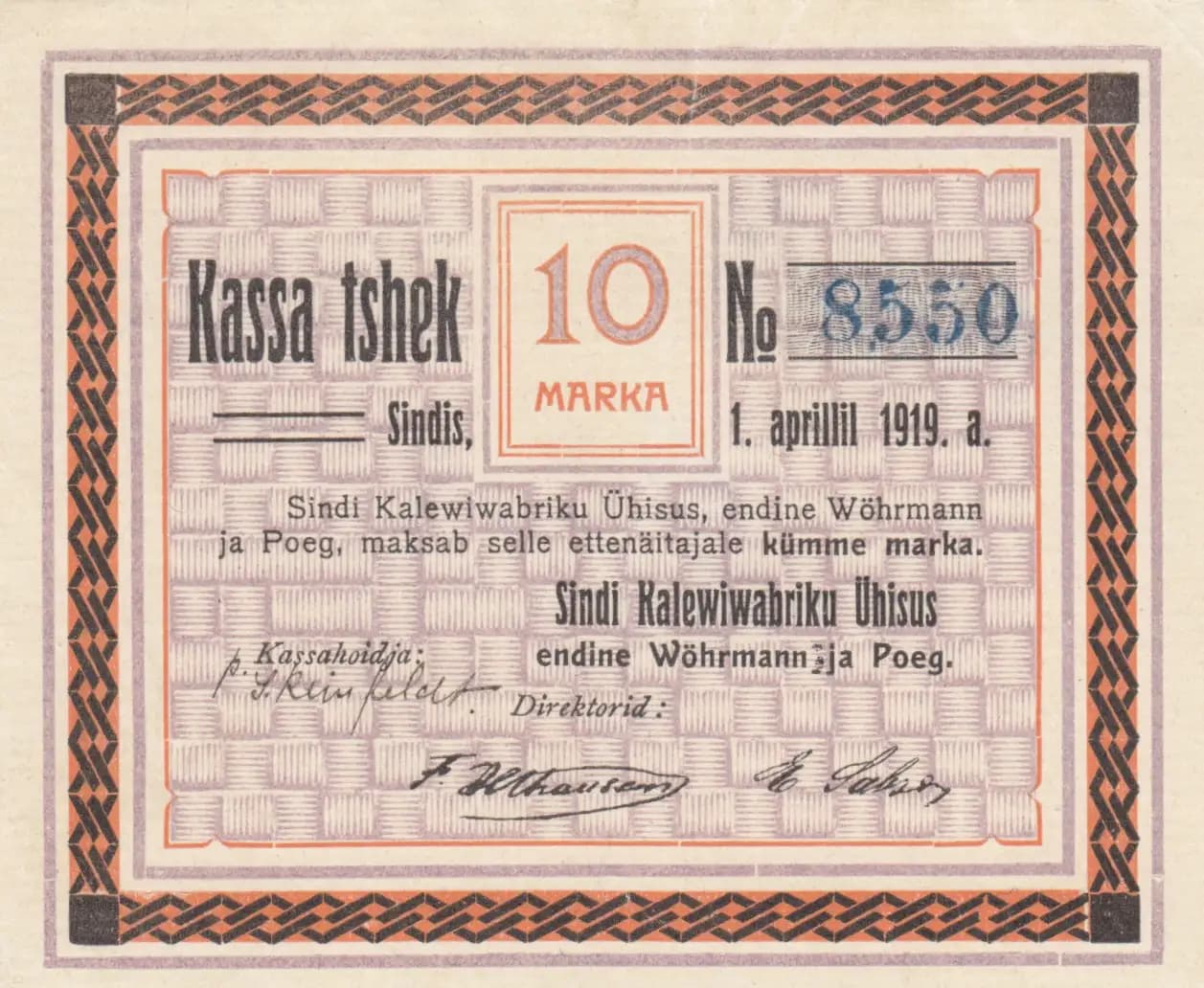 10 marka 1919 from Estonia, P-unlisted (1919) — image 1