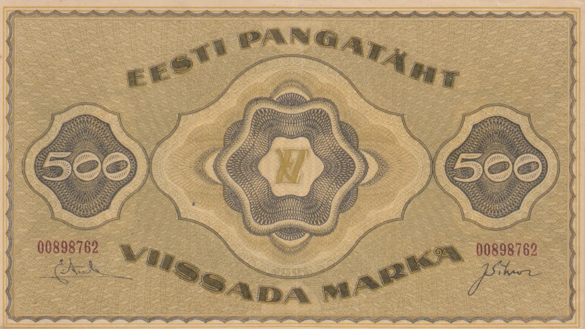500 marka 1921 from Estonia, P-57