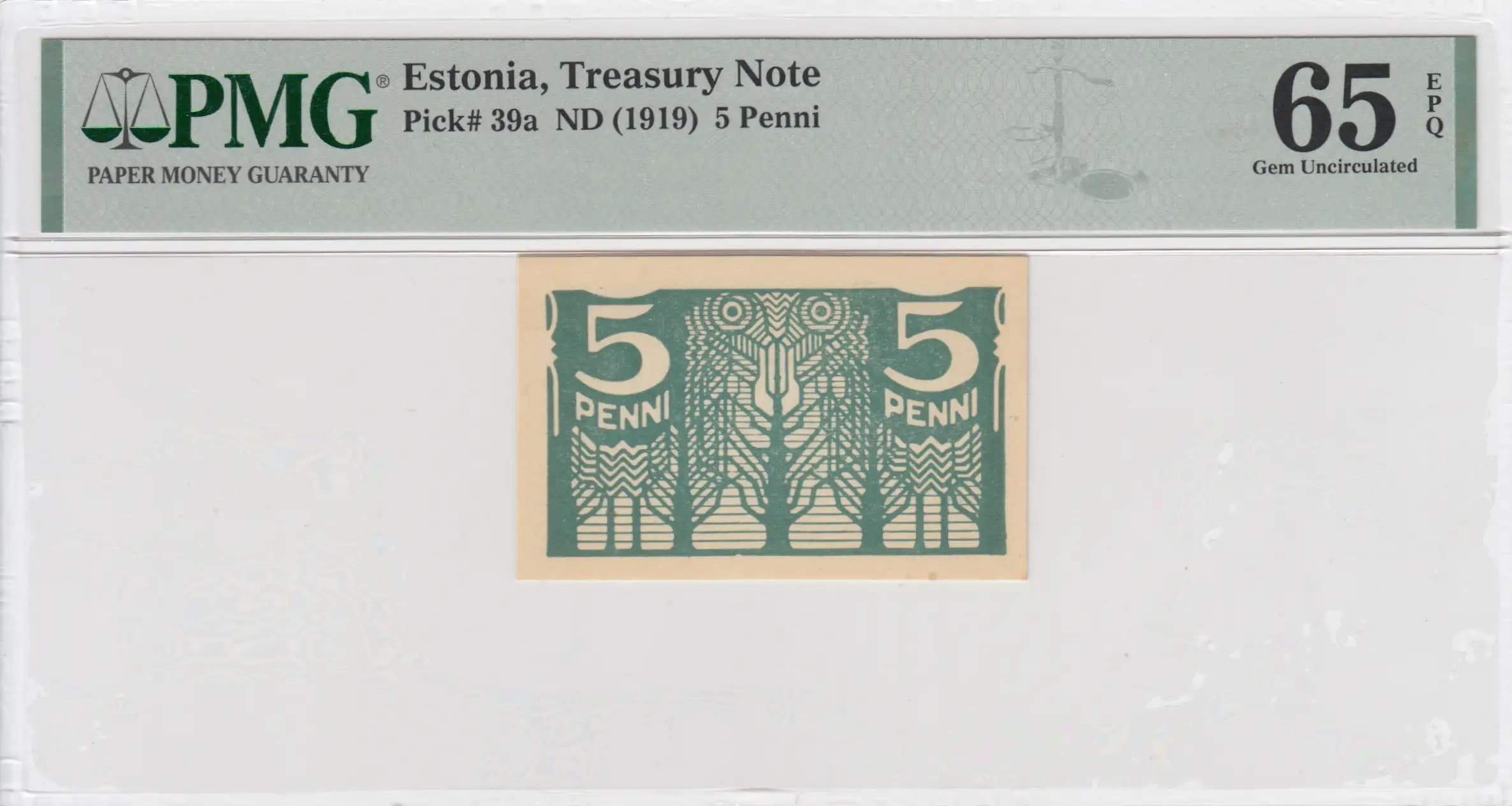 5 penni 1919 from Estonia, P-39