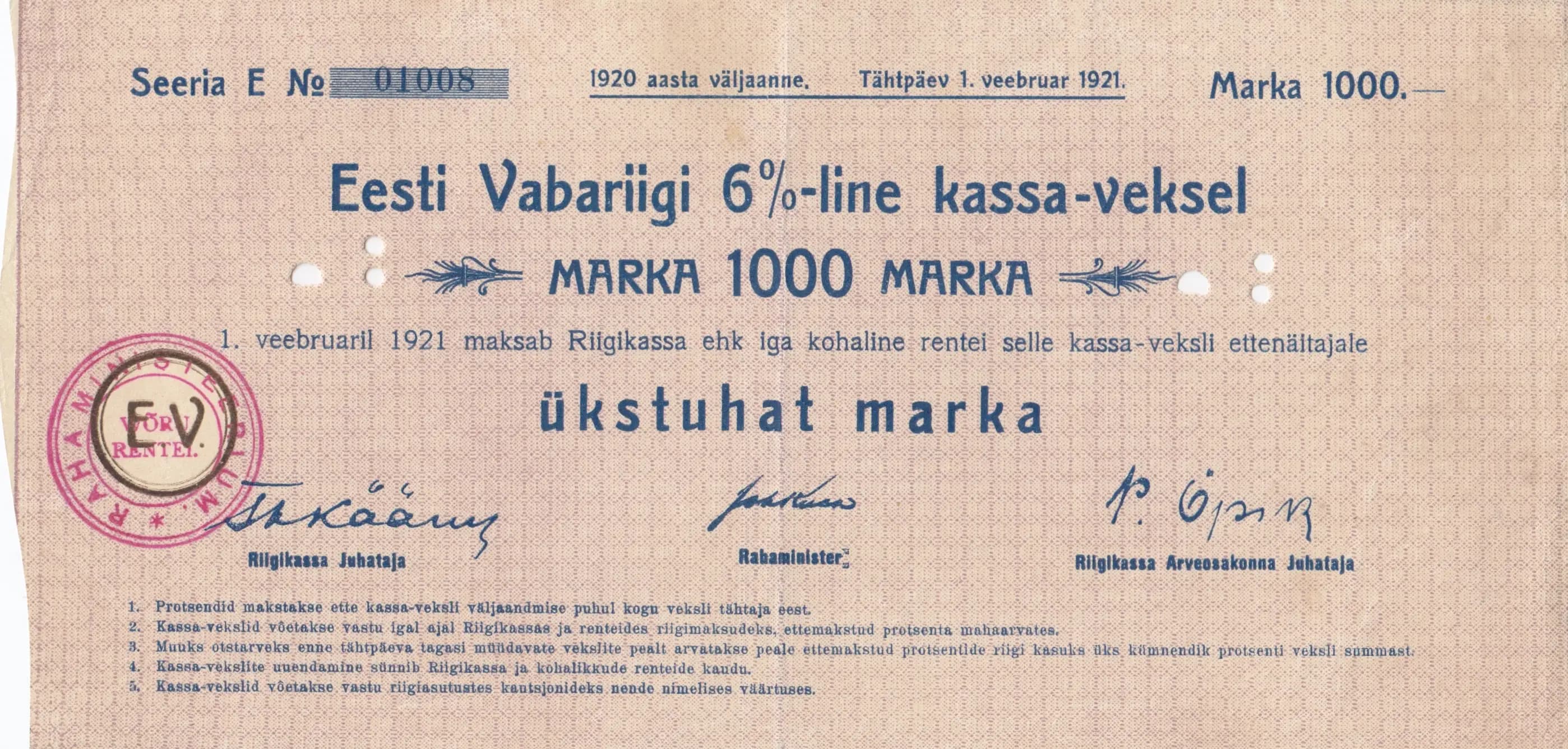 1000 marka 1920 from Estonia, P-38Q (1920) — image 1
