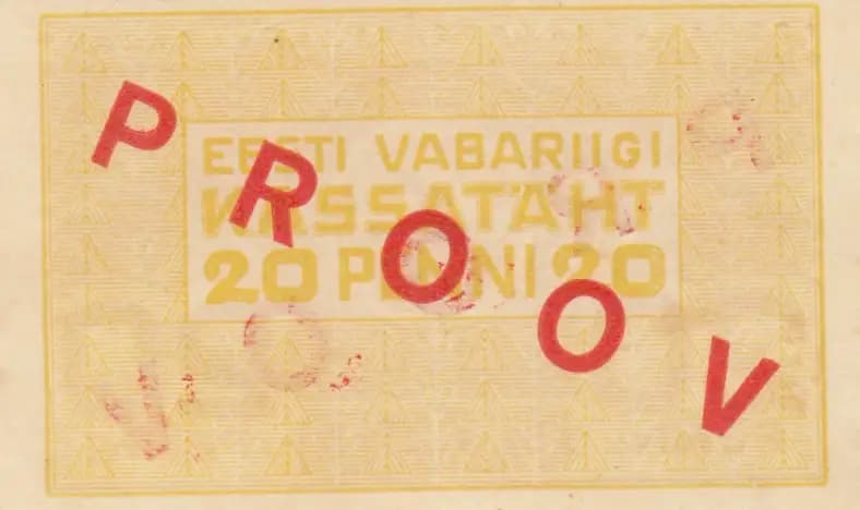 20 penni 1919 specimen from Estonia, P-41s (1919) — image 2