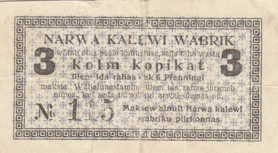 3 kopikat 1918 from Estonia, P-unlisted (1918) — image 1