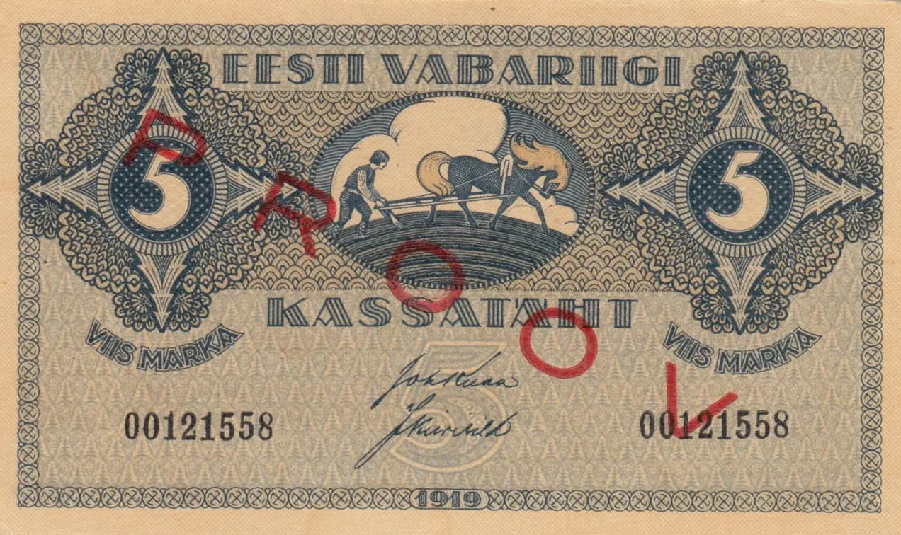 5 marka 1919  specimen from Estonia, P-45s (1919) — image 1
