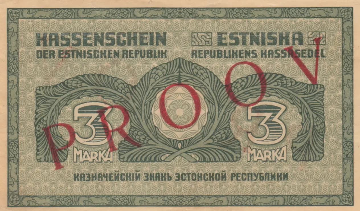 3 marka 1919 specimen from Estonia, P-44s (1919) — image 2