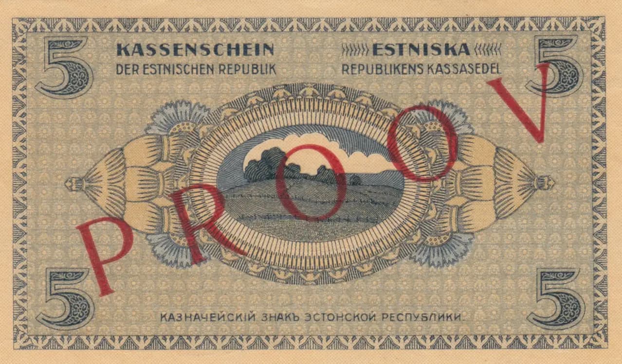 5 marka 1919 specimen, backside from Estonia, P-45s (1919) — image 1