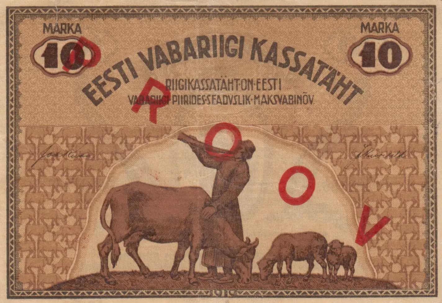 10 marka 1919 specimen from Estonia, P-46bs (1919) — image 2