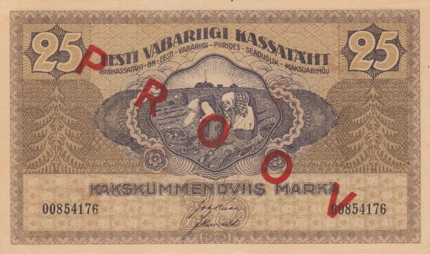25 marka 1919 specimen from Estonia, P-47as